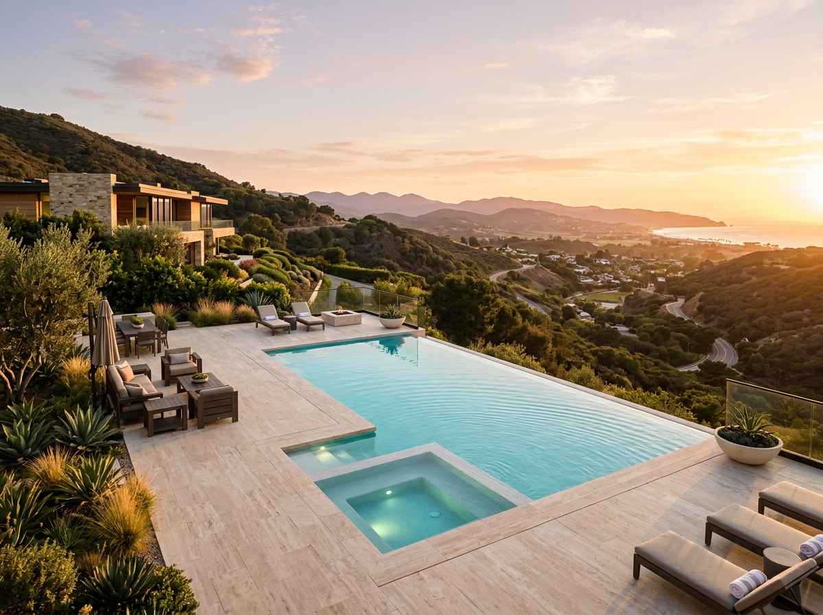Luxury hillside pool